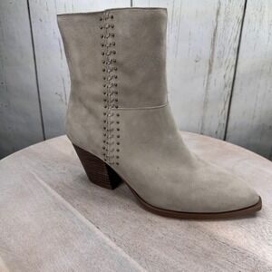 Lucky Brand Womens Rupus Ankle Boots Size 10 Taupe Suede Zip Up Block Heel New